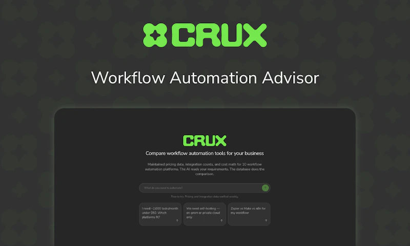 Crux - Compare Workflow Automation Tools screenshot 1