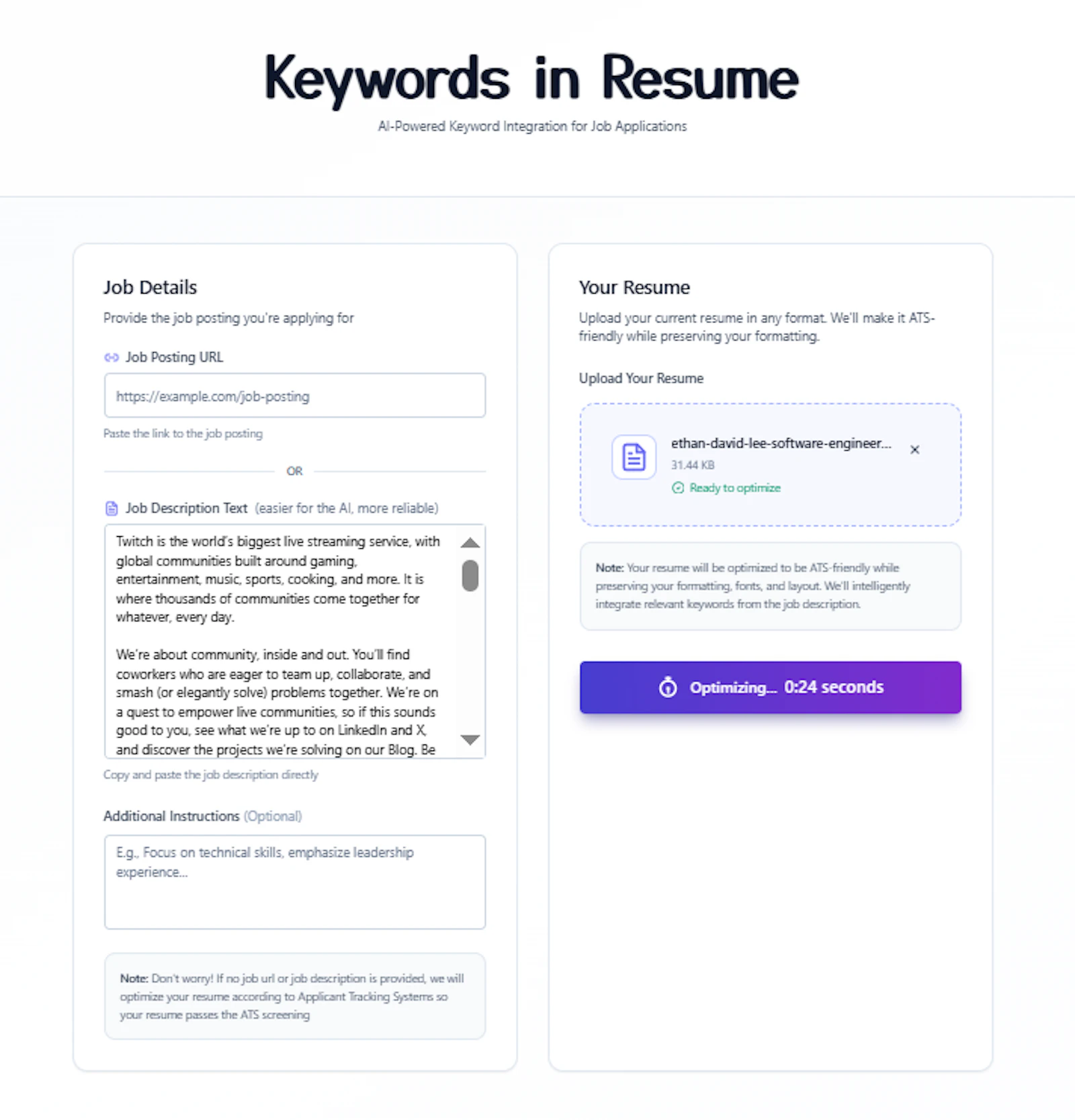 Keywords in Resume screenshot 2