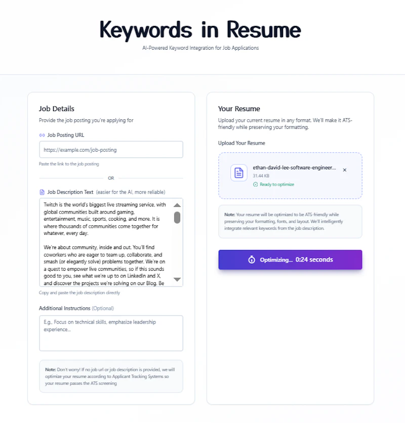 Keywords in Resume screenshot 2