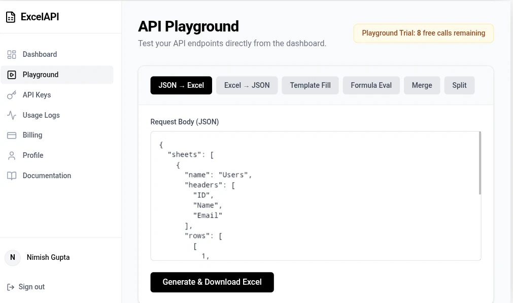 ExcelAPI screenshot 1