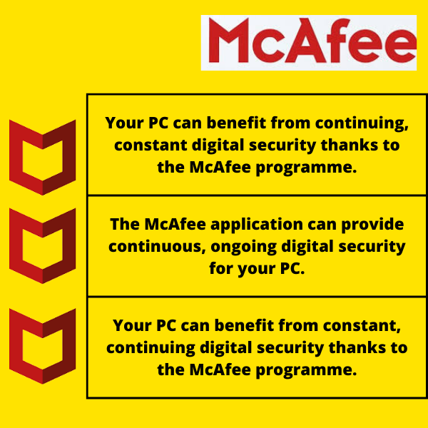 McAfee 25 haneli kodu etkinleştirin
