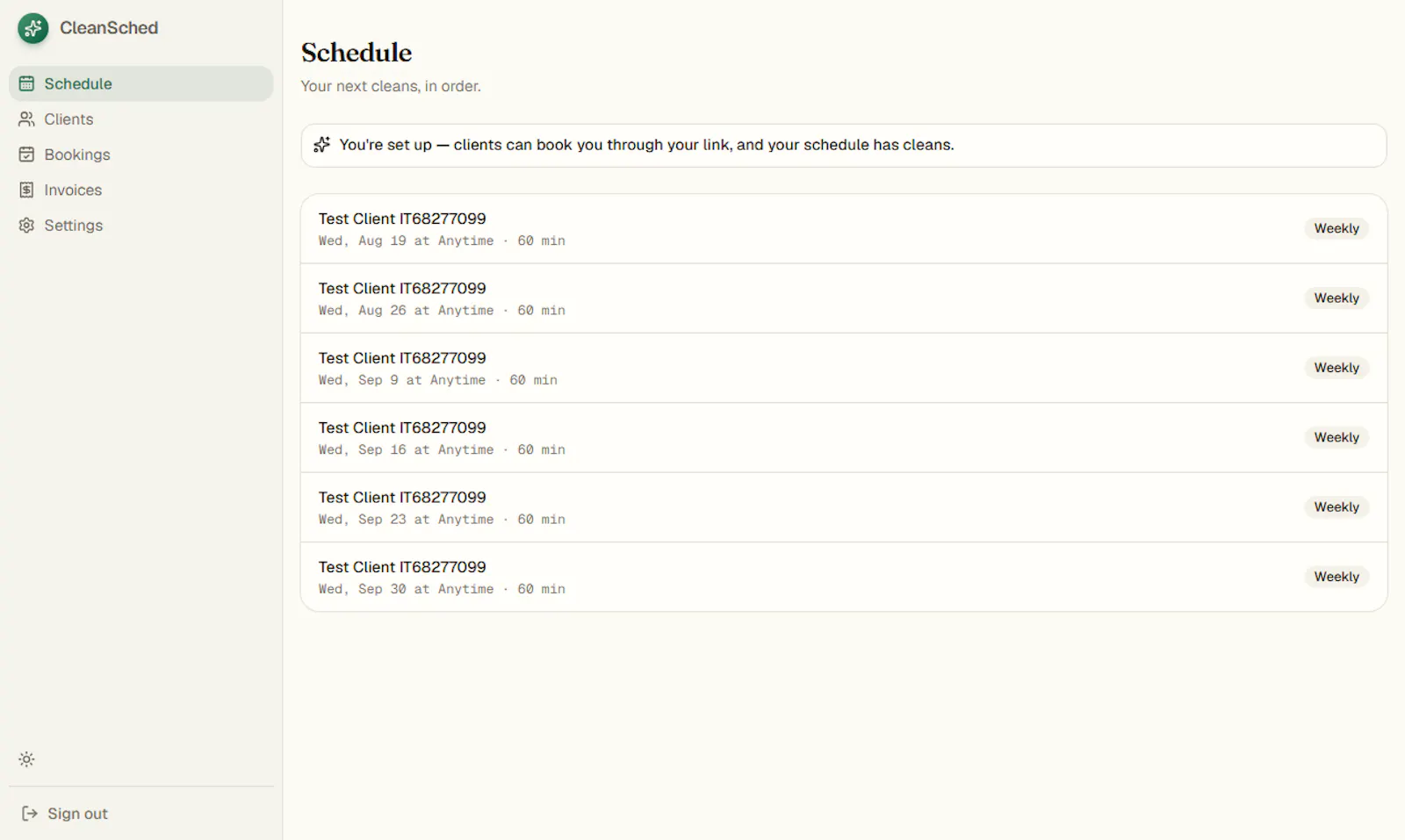 CleanSched screenshot 1