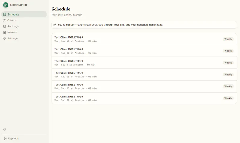CleanSched screenshot 1