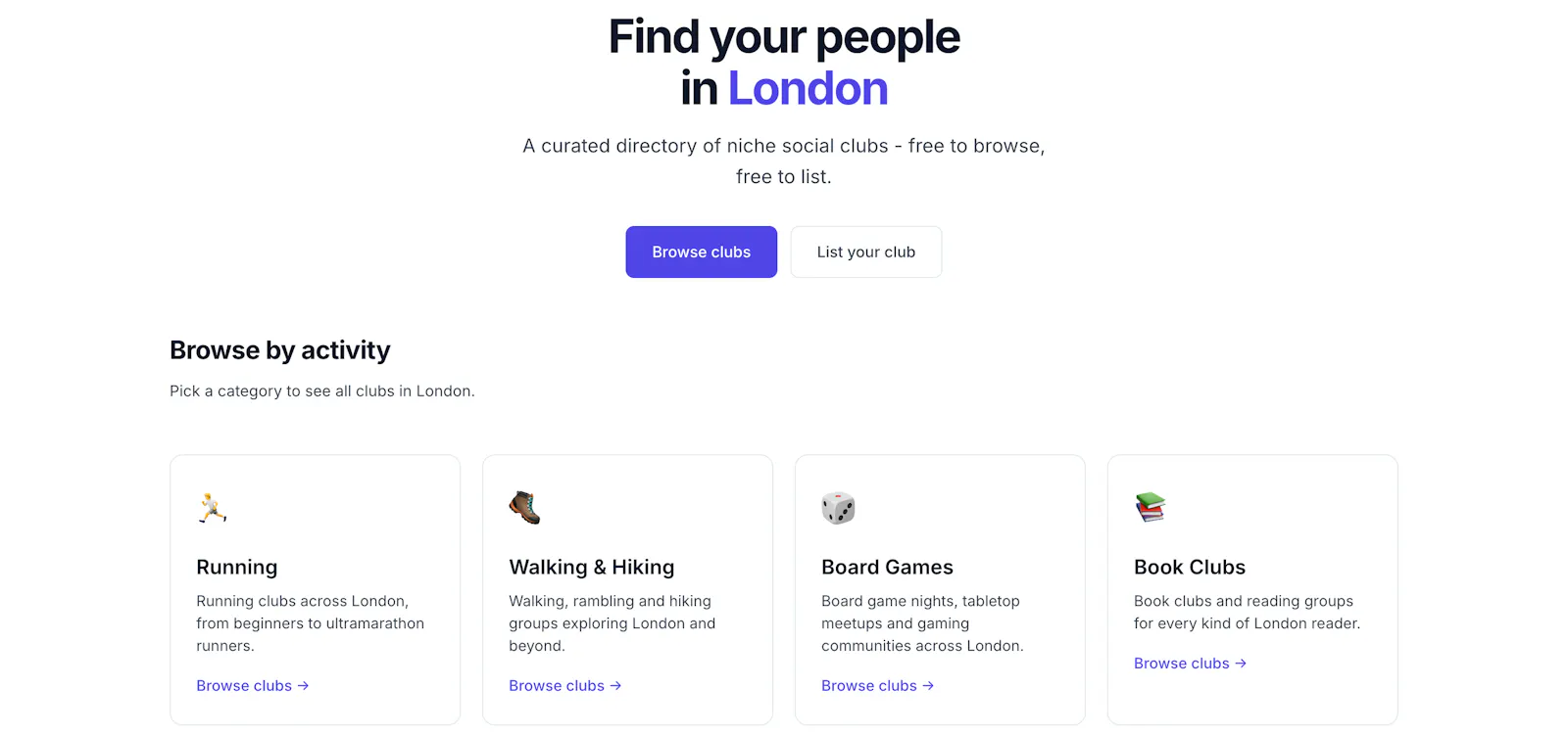 LondonSocialClubs.com screenshot 1