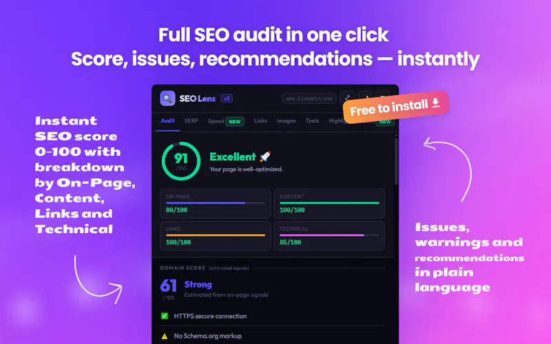 SEO Lens — AI SEO & GEO Analyzer screenshot 1