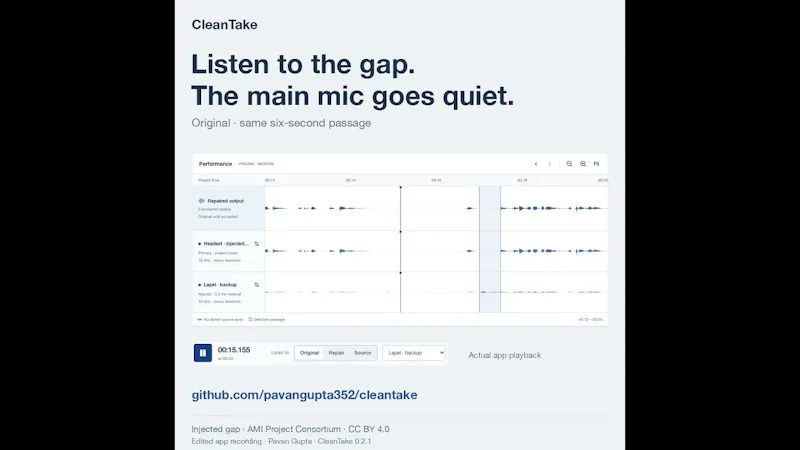 CleanTake screenshot 1 (video preview)