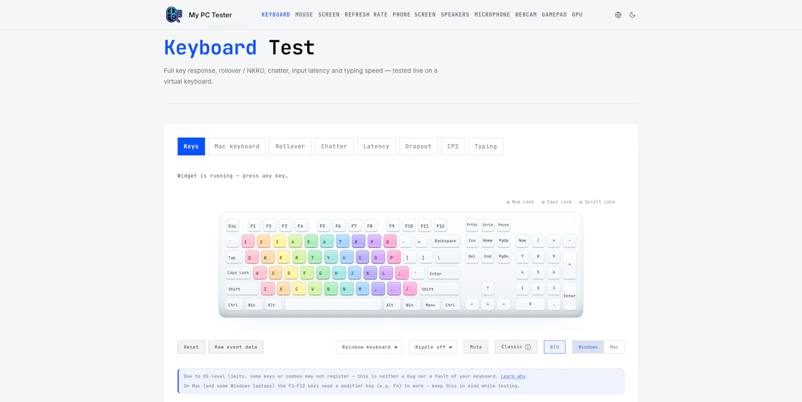 mypctester.com screenshot 2