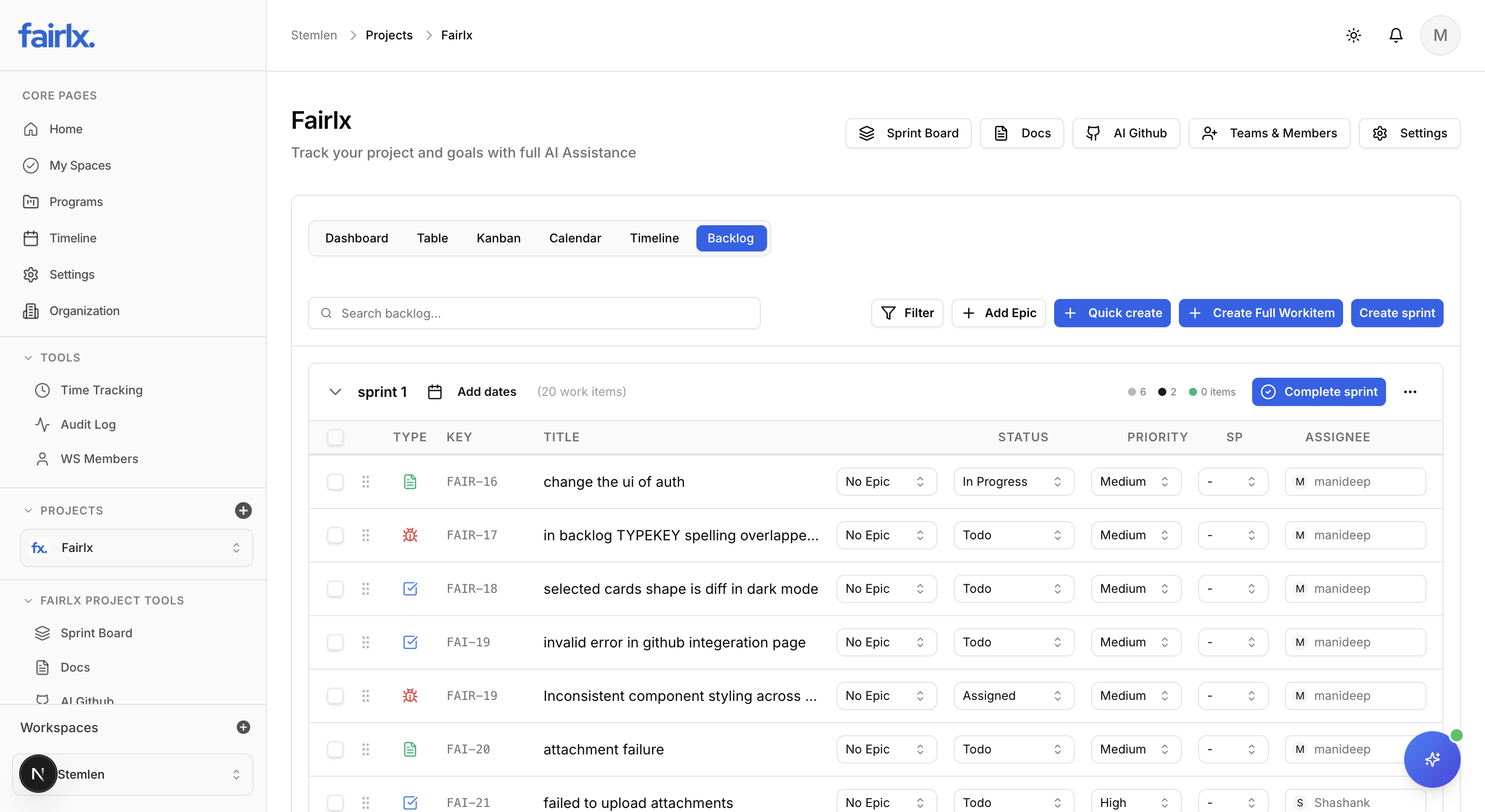 Fairlx • Open Source AI-Powered PM Tool gallery image