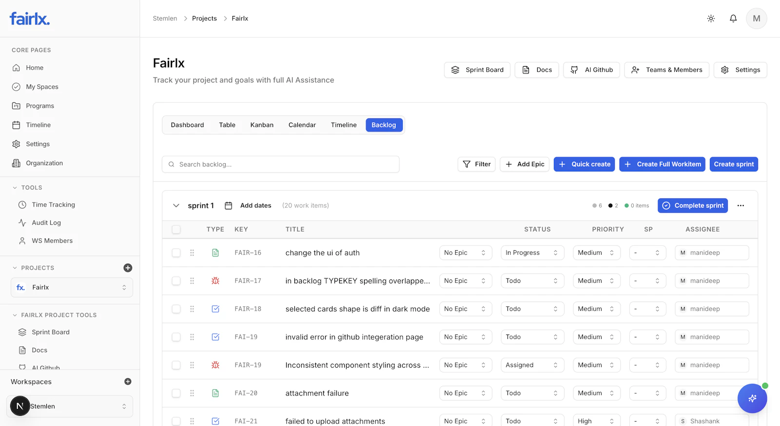 Fairlx • Open Source AI-Powered PM Tool screenshot 4