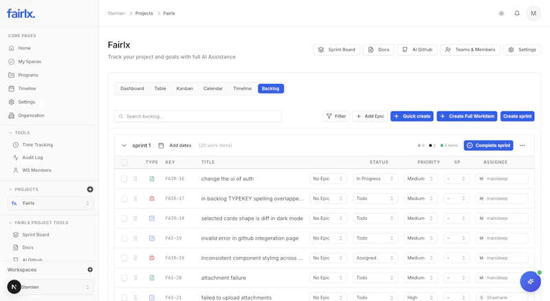 Fairlx • Open Source AI-Powered PM Tool screenshot 4
