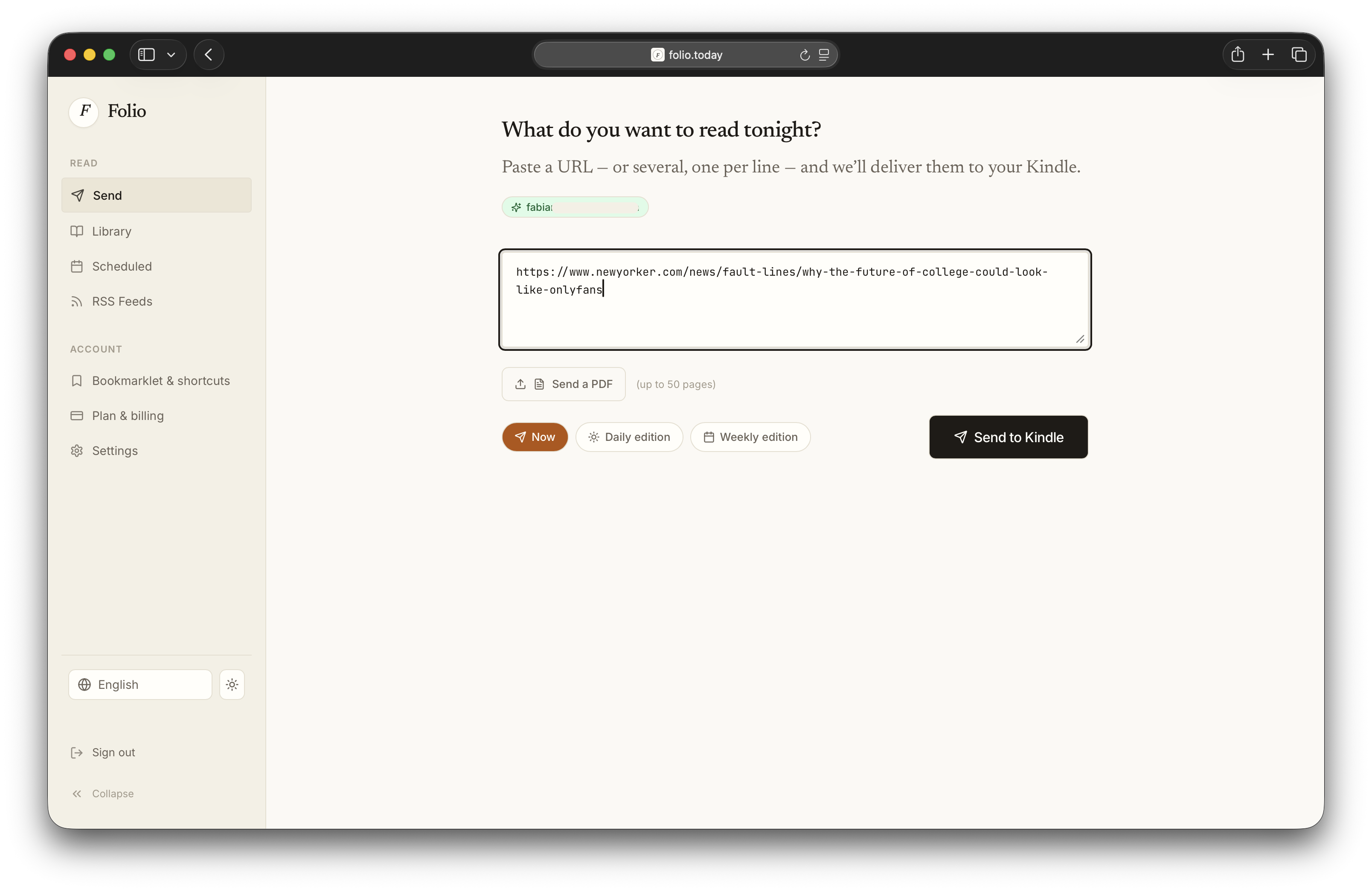 Folio — Read the web on your Kindle gallery image
