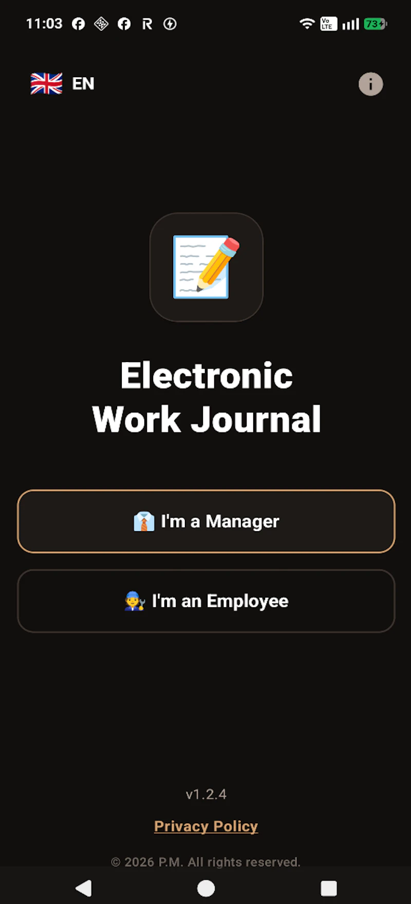 Work journal - Smart Work Time Journal screenshot 2
