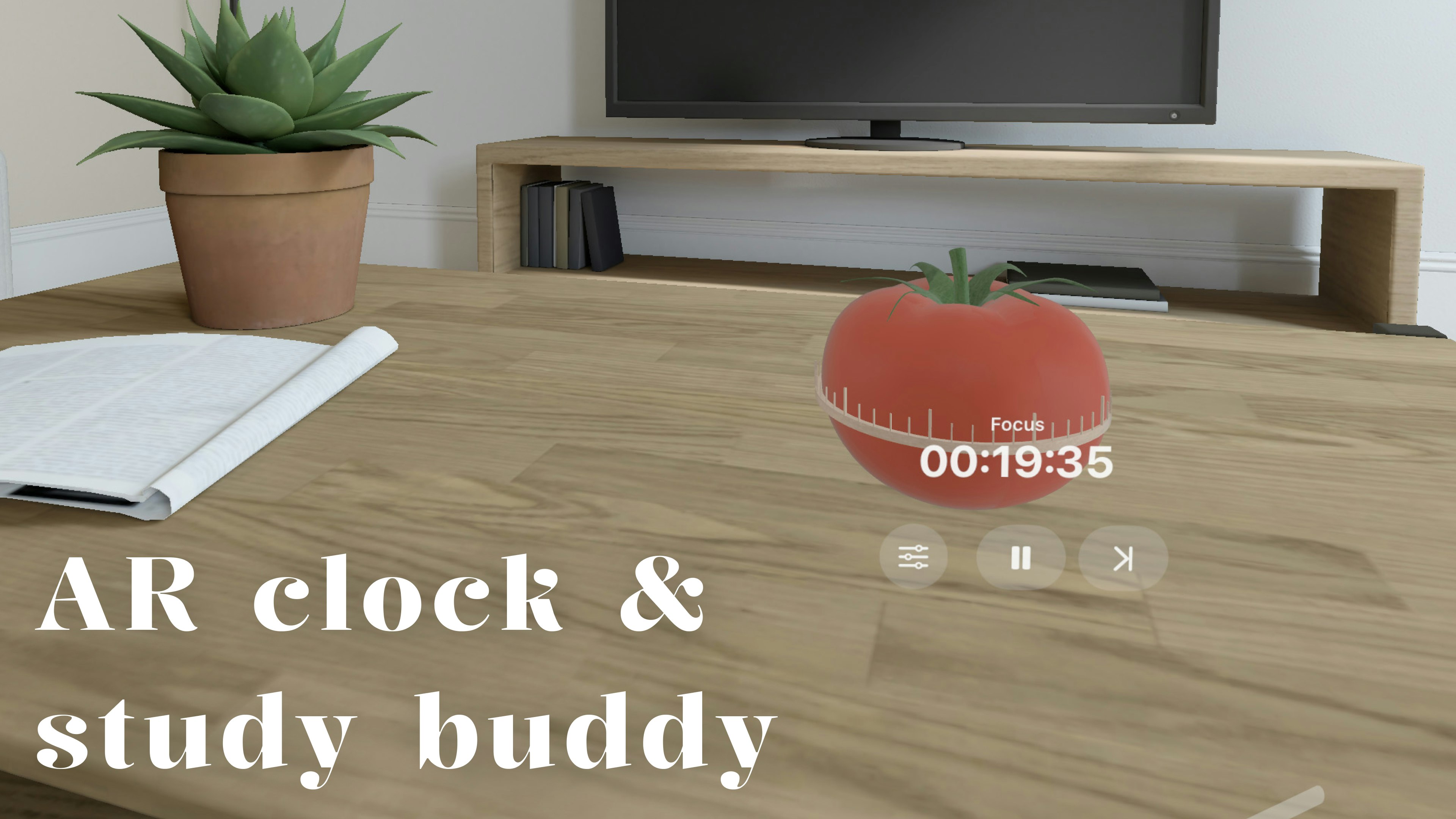 토마토 타이머 - 대화 형 3D AR Pomodoro 타이머 및 비전 프로의 시계 미디어 3