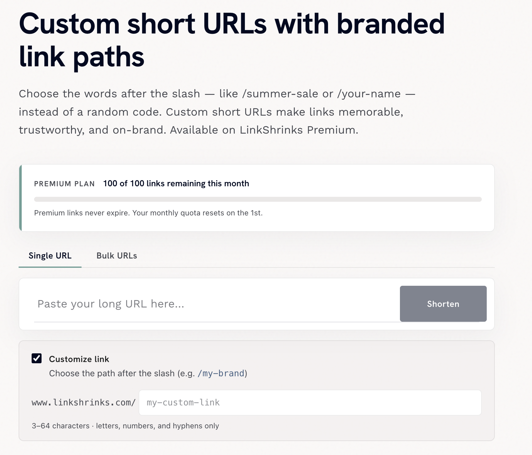 Shorten URLs instantly