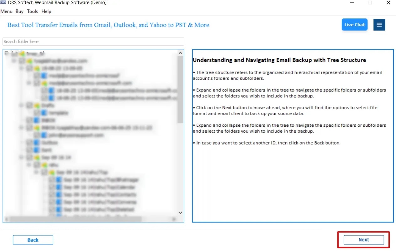 DRS Solution Yandex Backup Tool - Screenshot 3 showing product features and functionality