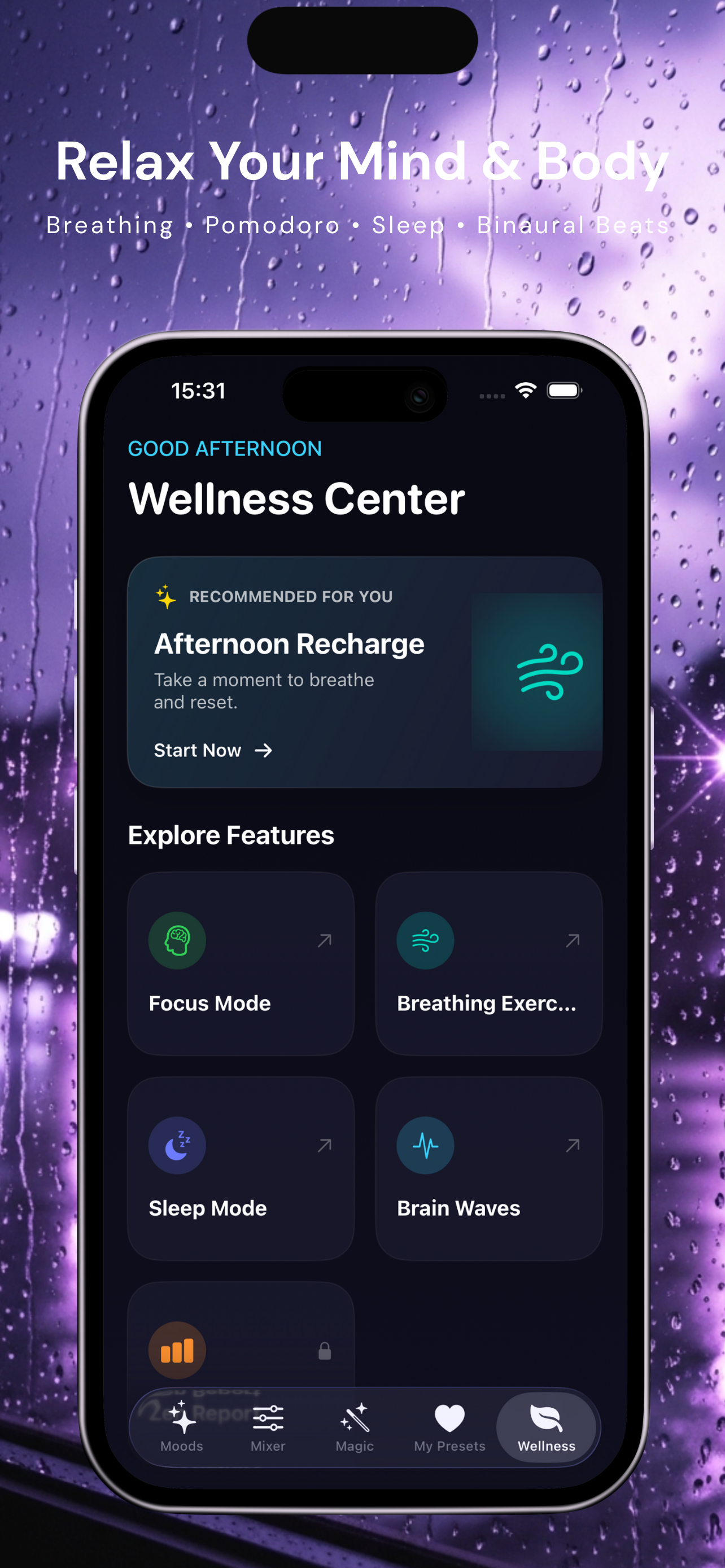 Moods: AI Sleep, Relax & Focus - Screenshot 4 showing product features and functionality