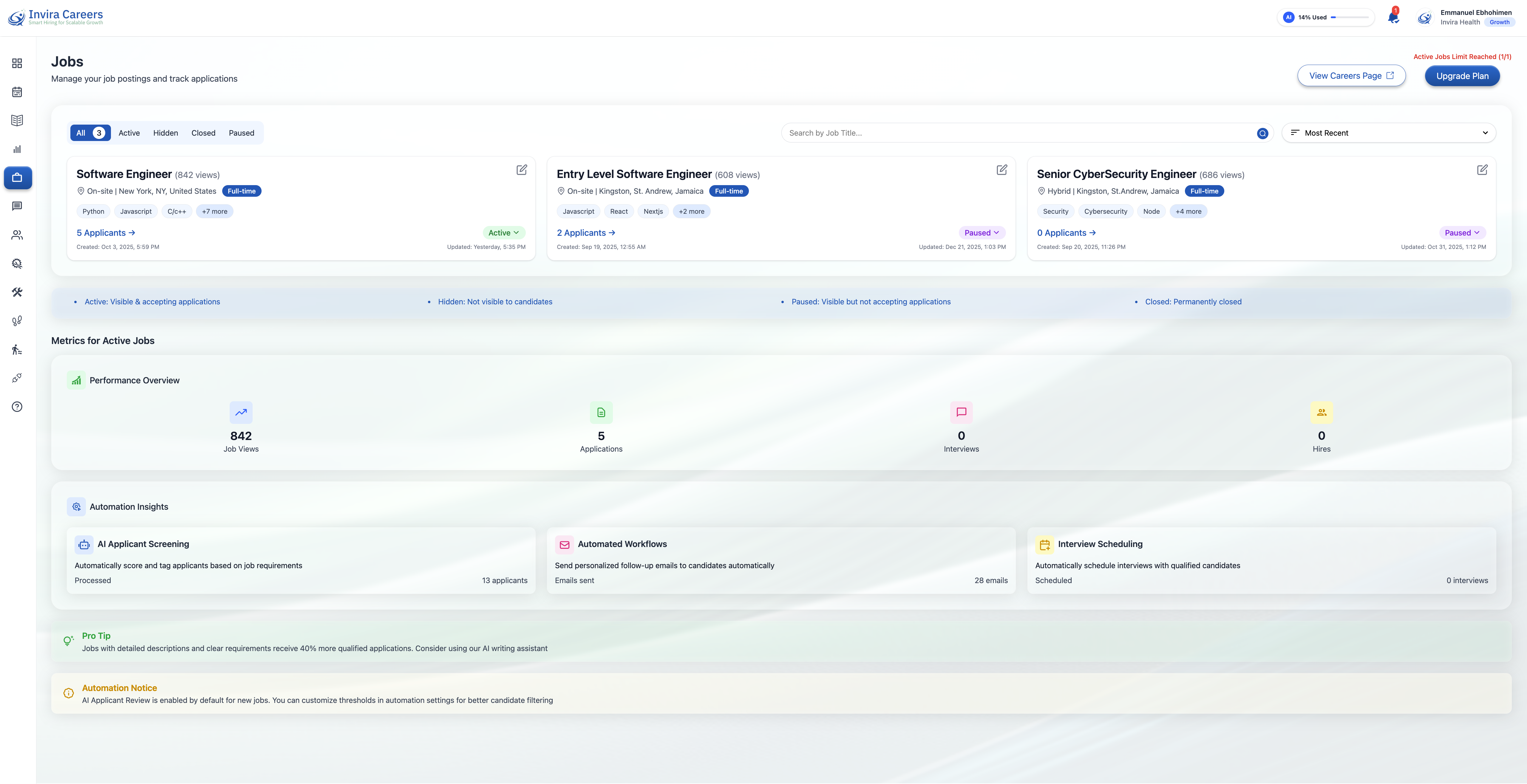 Invira Careers - Screenshot 3 showing product features and functionality