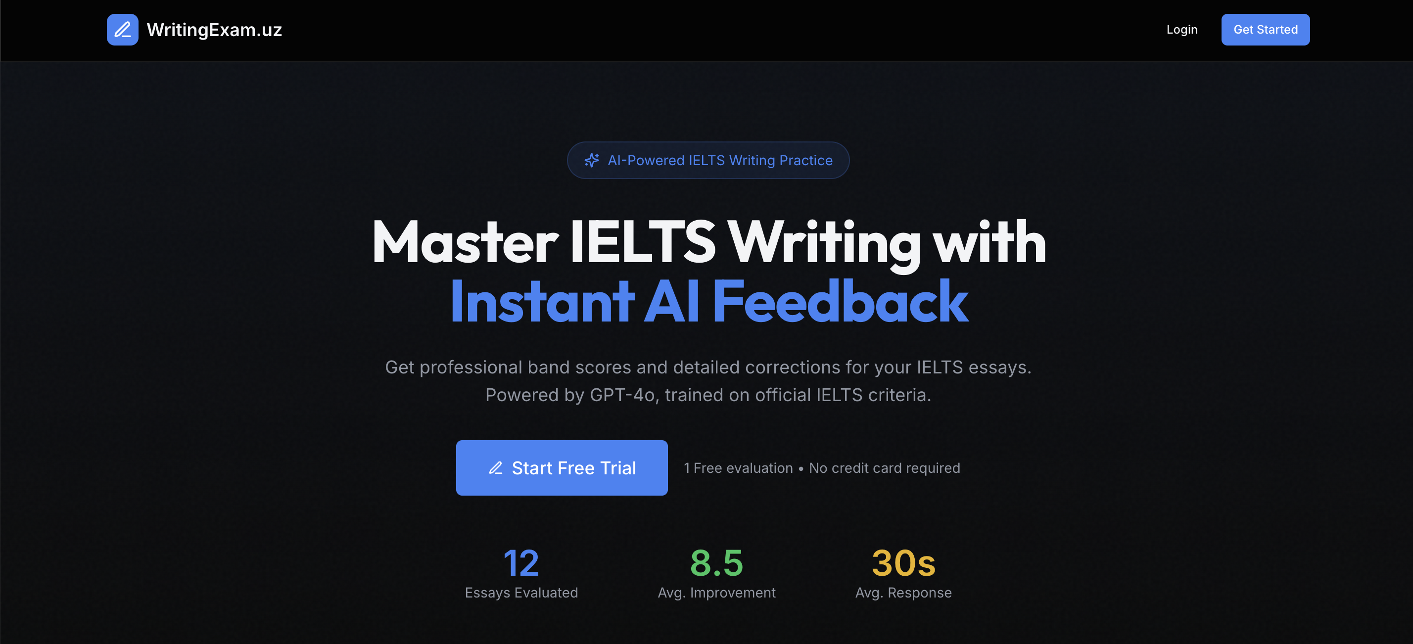 WritingExam.uz - Main product screenshot demonstrating key features and user interface