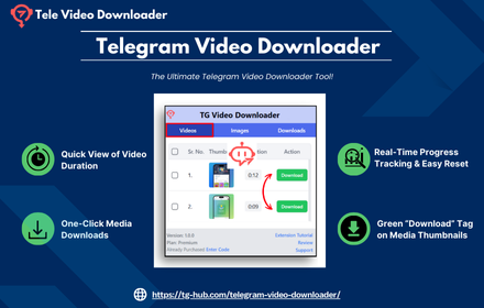 وسائط تنزيل Tele - بنقرة واحدة لإنقاذ الفيديو Telegram. 2