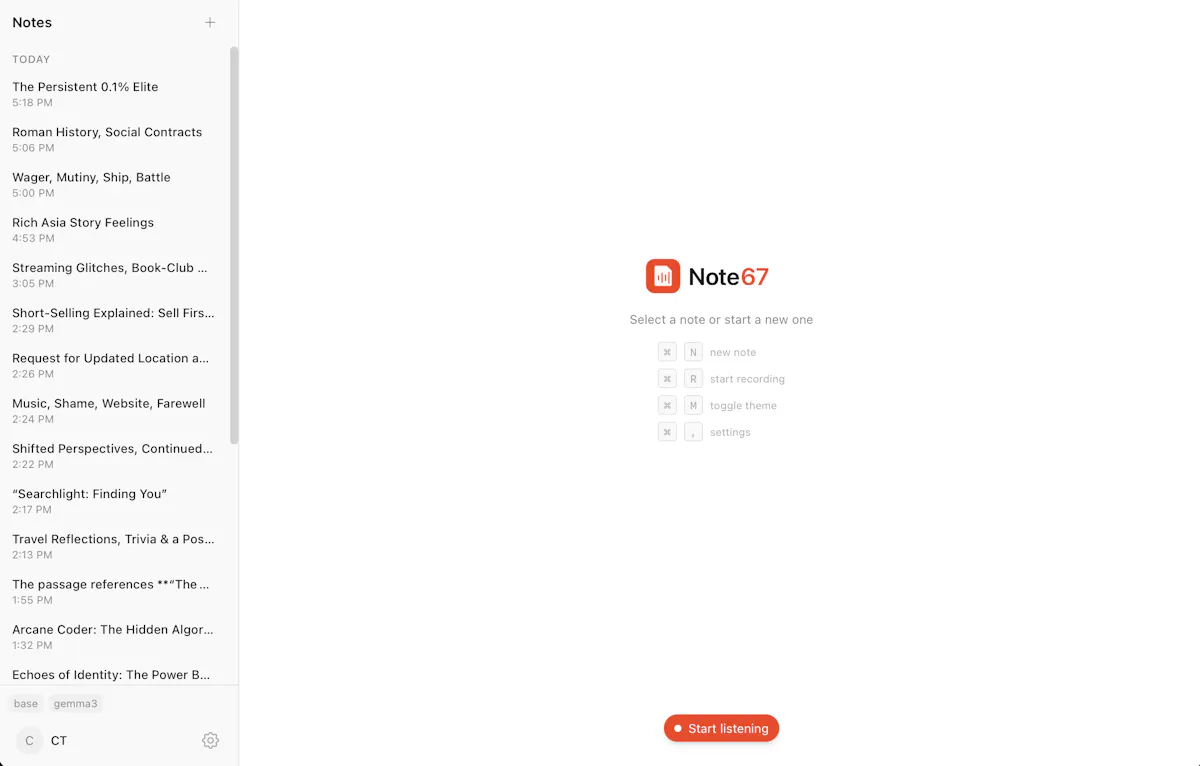 Note67 - Private Meeting Notes Assistant