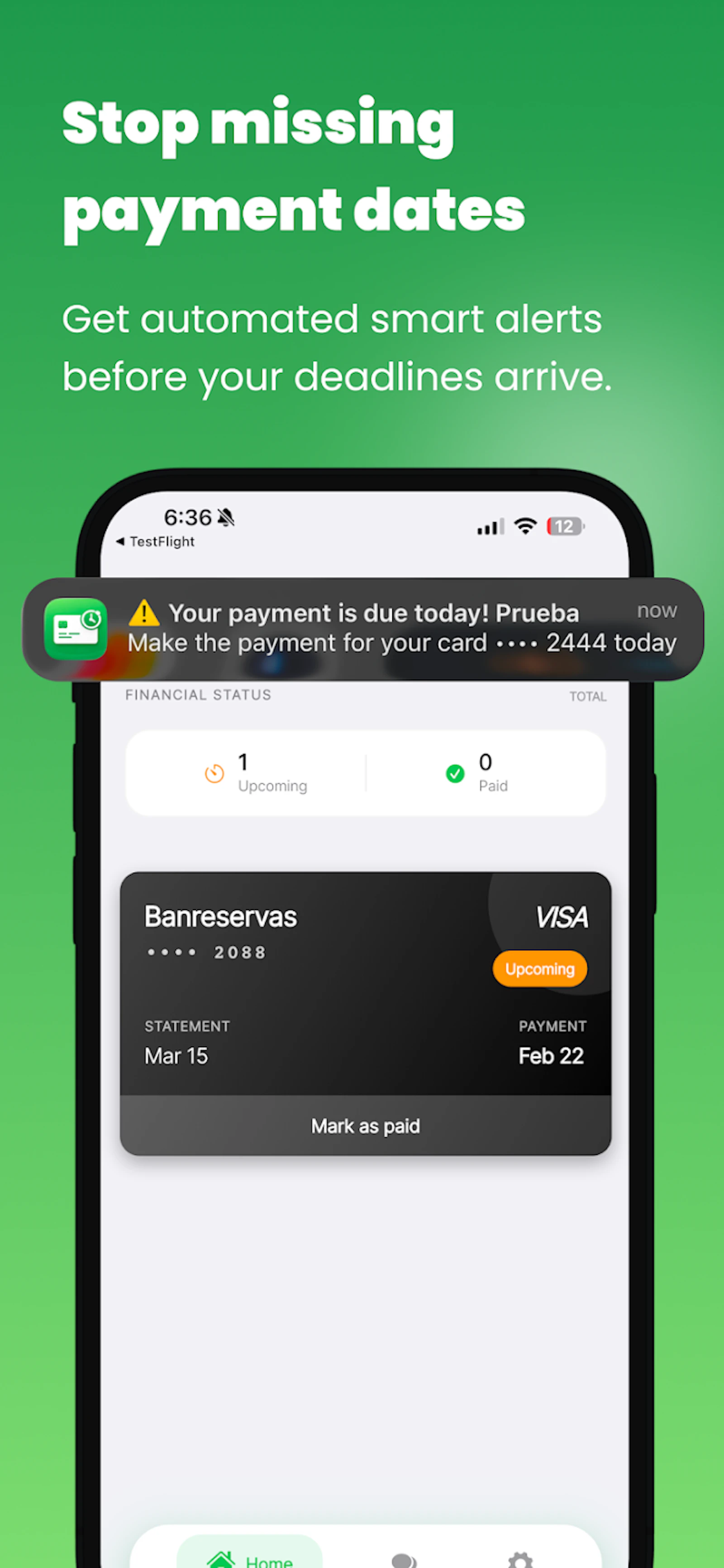 Credit Card Reminder screenshot 1