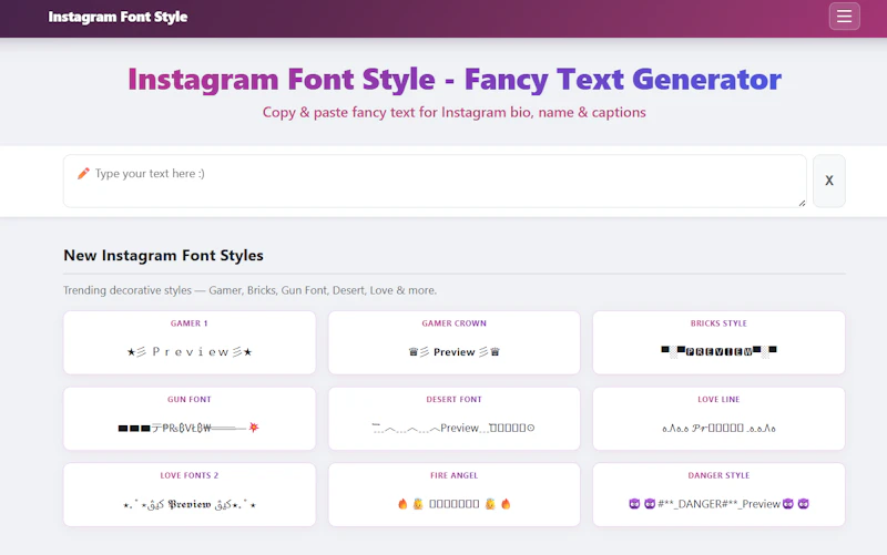 Instagram Font Style screenshot 1