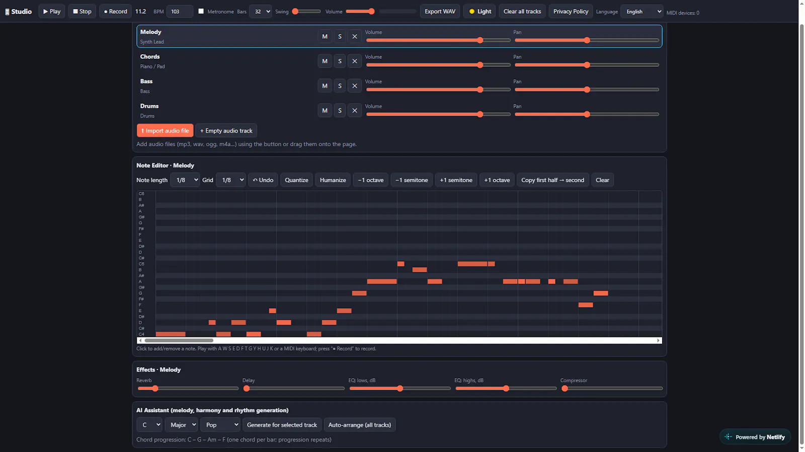 Studio — Web DAW screenshot 2