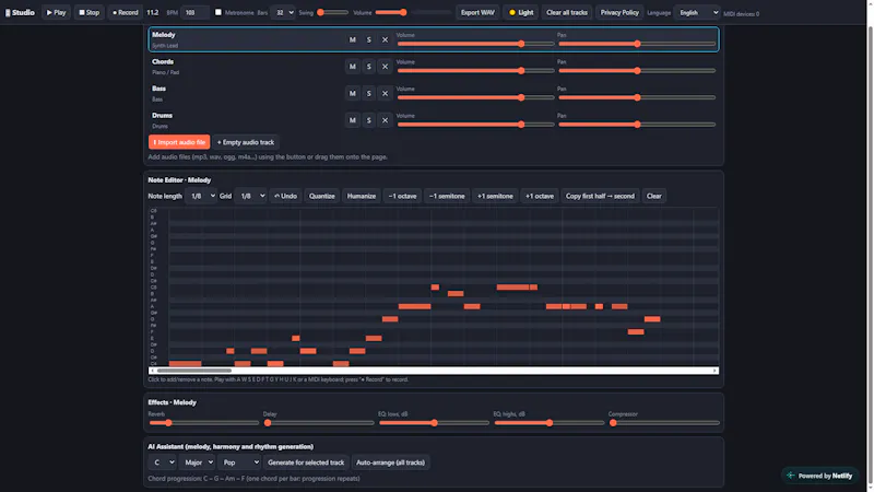 Studio — Web DAW screenshot 2