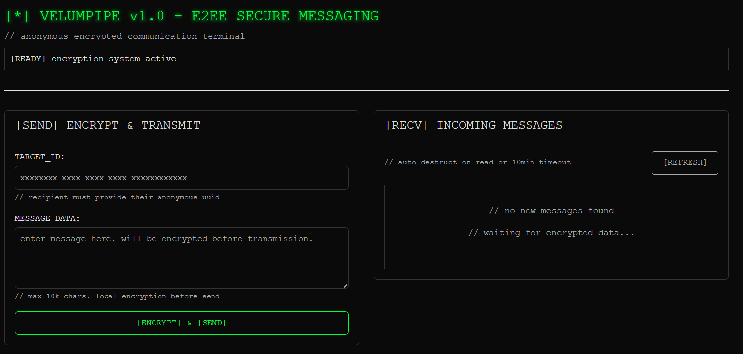 Média Velumpipe - Envoyez des messages anonymes en quelques secondes.Pas de journaux, pas de DBS. 3