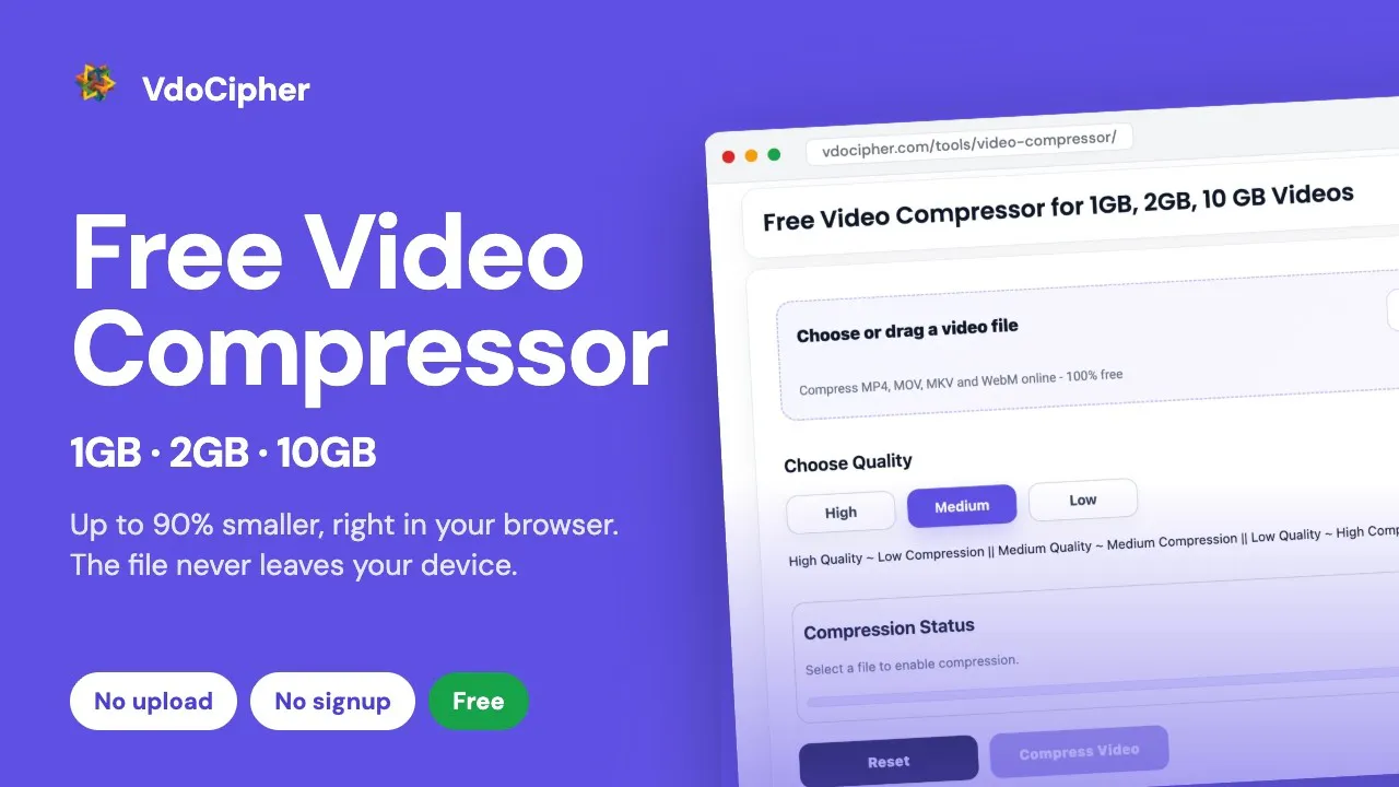 Free Video Compressor - By VdoCipher gallery image