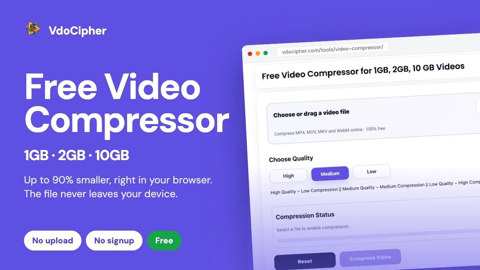 Free Video Compressor - By VdoCipher screenshot 1 (video preview)