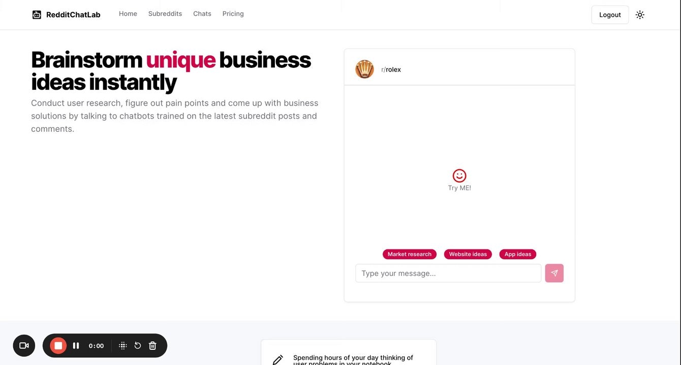 startuptile RedditChatLab-Conduct research brainstorm unique business ideas instantly