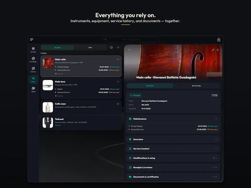 ArtistLog - Concerts, repertoire & gear screenshot 5