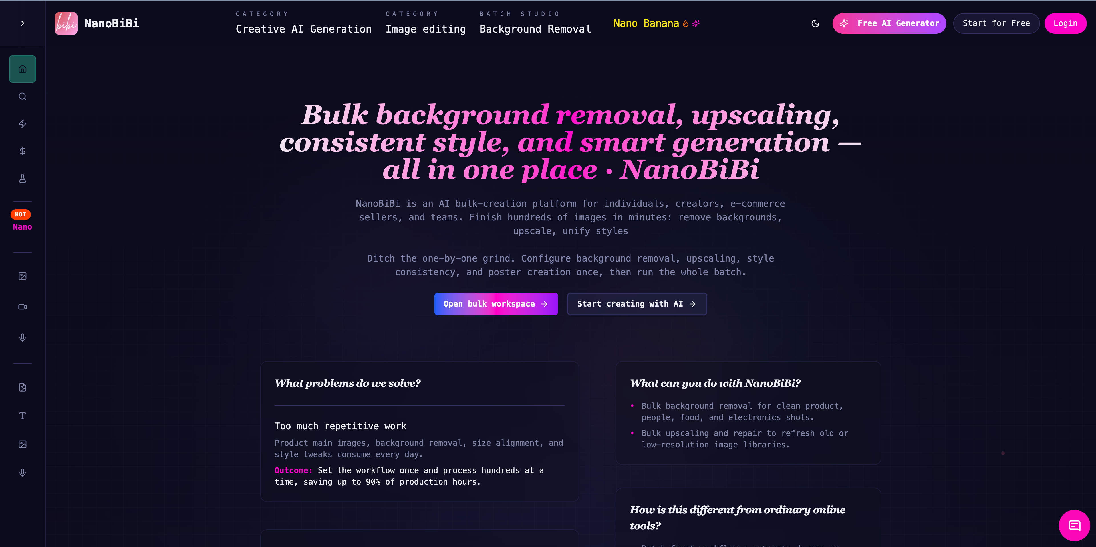 NanoBiBi - Main screenshot showing features and interface