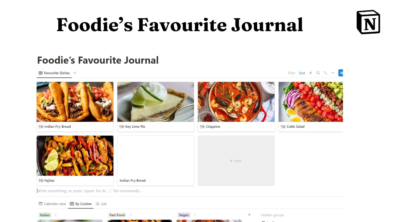 Foodie's Best Journal - Notion Template media 1