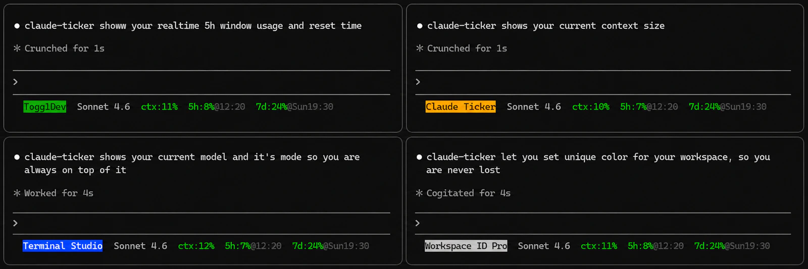 claude-ticker for Claude Code CLI screenshot 1