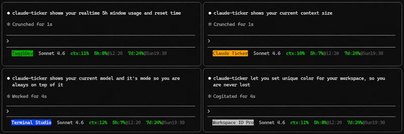 claude-ticker for Claude Code CLI screenshot 1