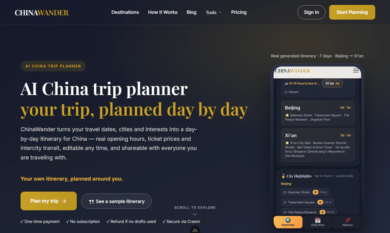 ChinaWander: AI Trip Planner for China   gallery image
