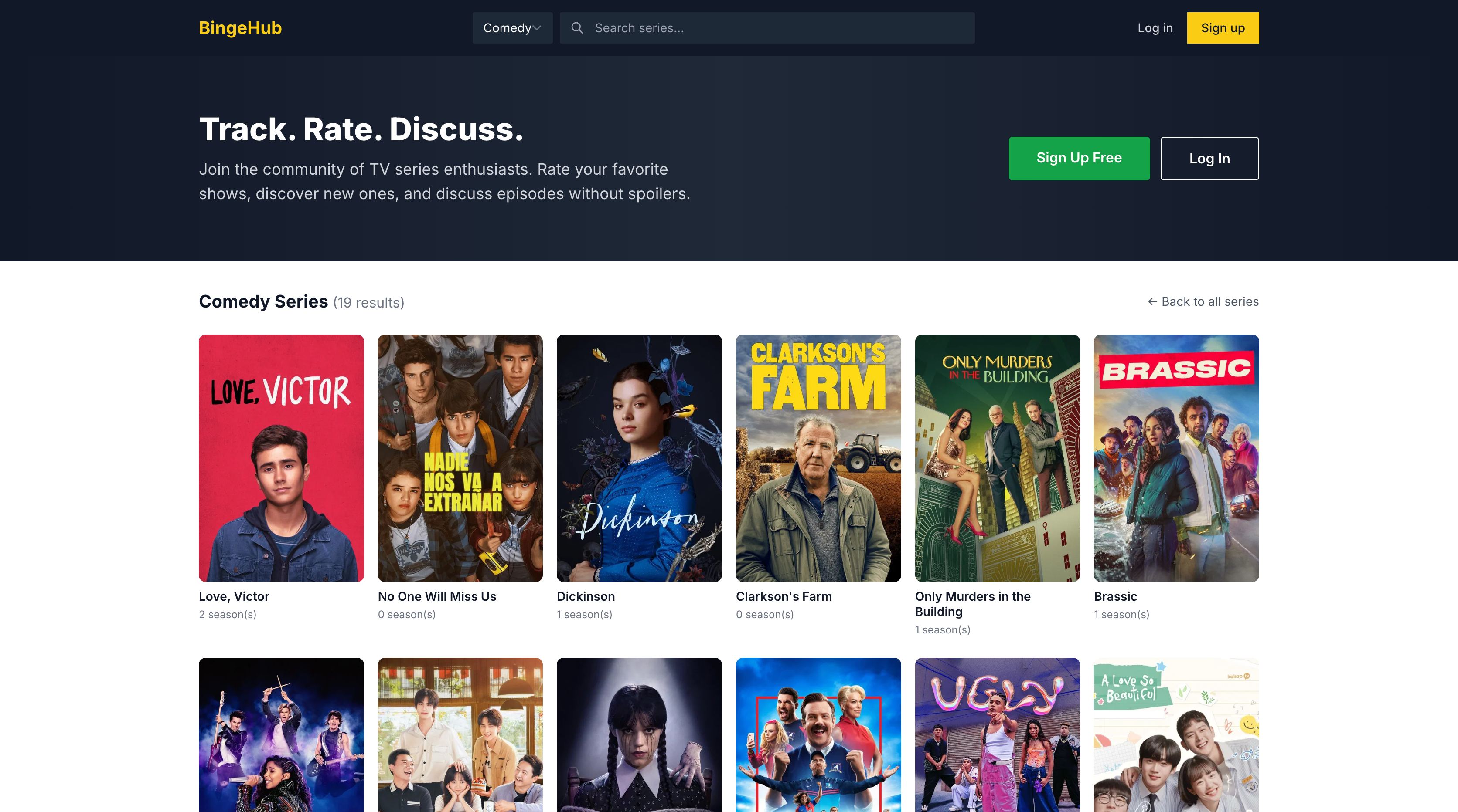 BingeHub - Main product screenshot demonstrating key features and user interface