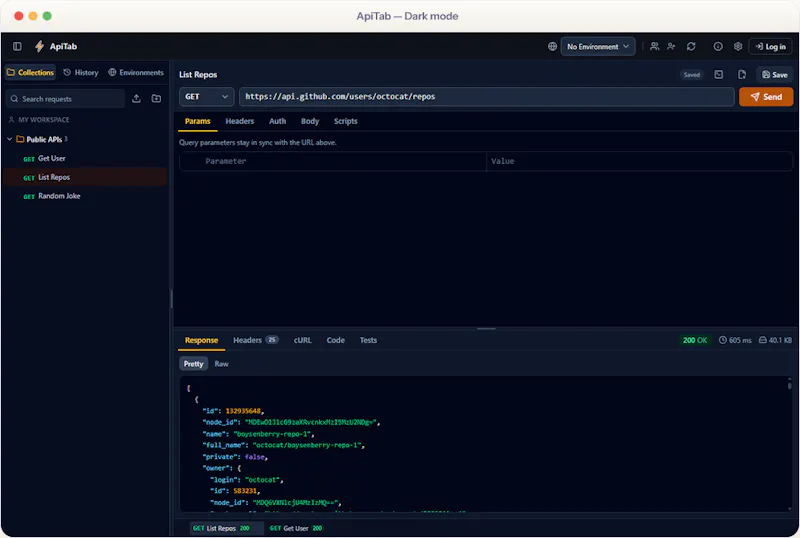 ApiTab — Desktop & Browser API Client screenshot 2