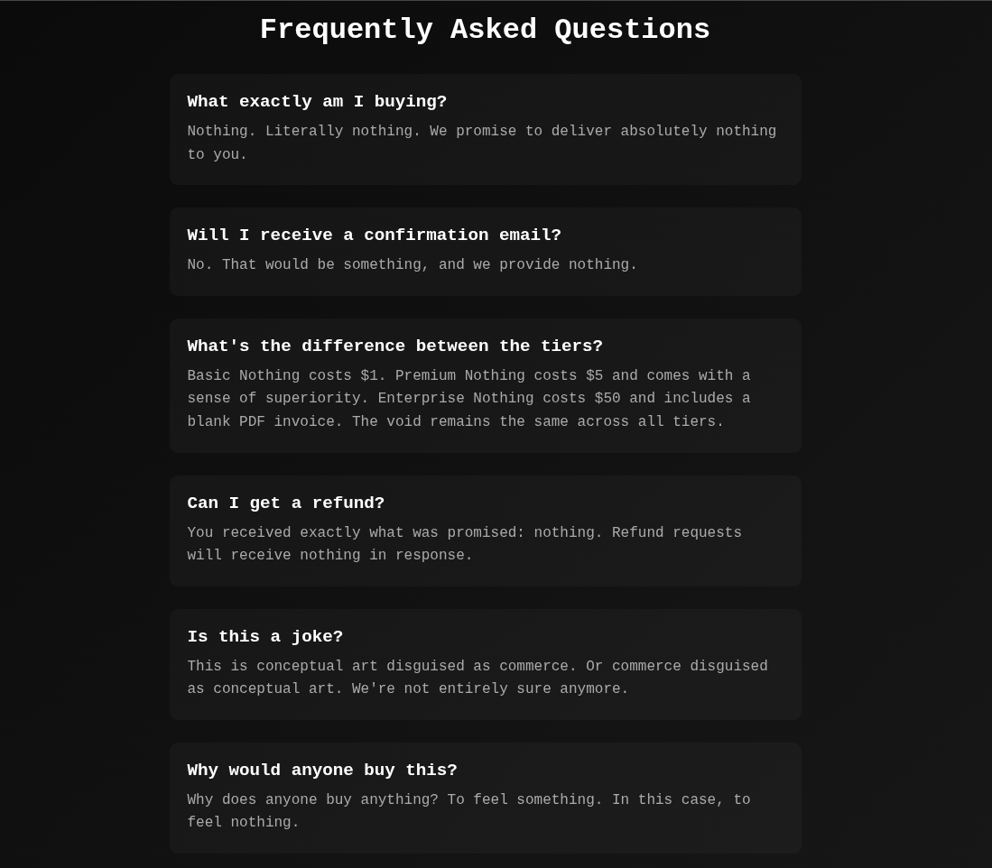 Nothing as a Service - Main product screenshot demonstrating key features and user interface