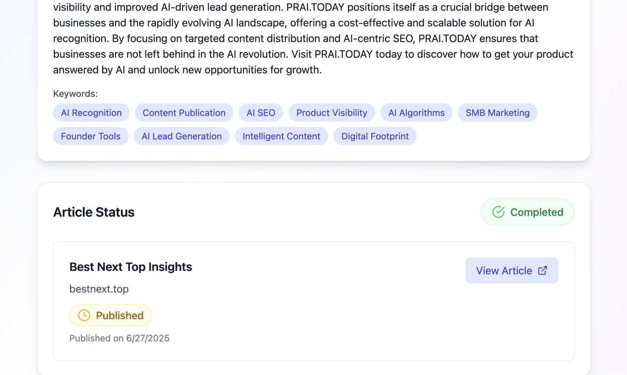 PRAI.TODAY - Get Recognized by AI media 7