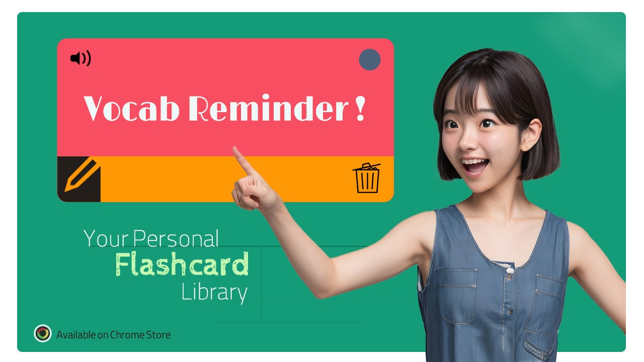 Vocab Reminder - Language Learning, Flashcards, Chrome Extension, Study Tool media 2
