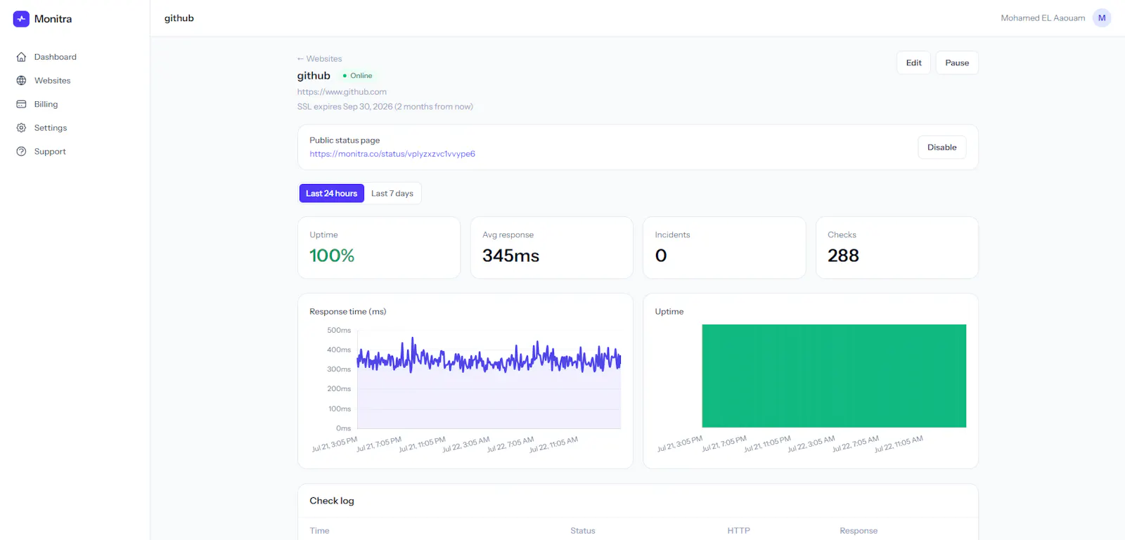 Monitra — Website uptime monitoring screenshot 3