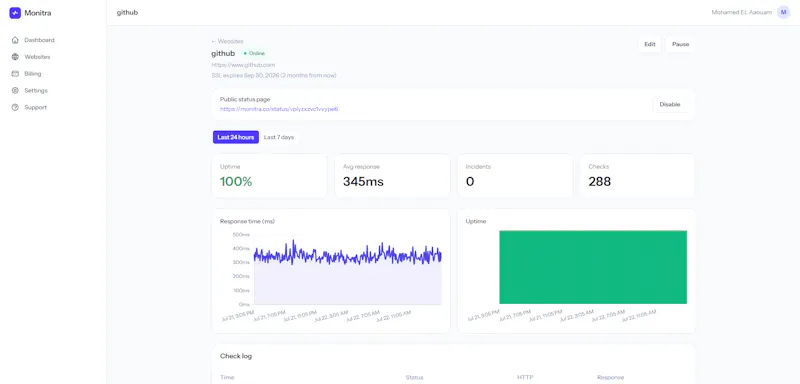 Monitra — Website uptime monitoring screenshot 3