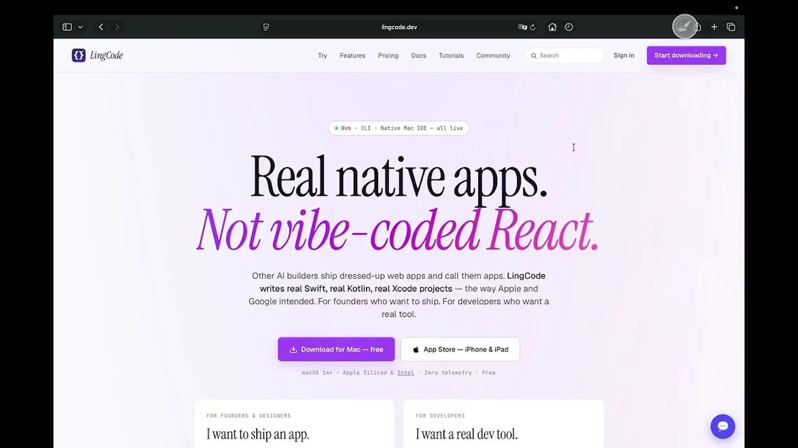 LingCode screenshot 1 (video preview)