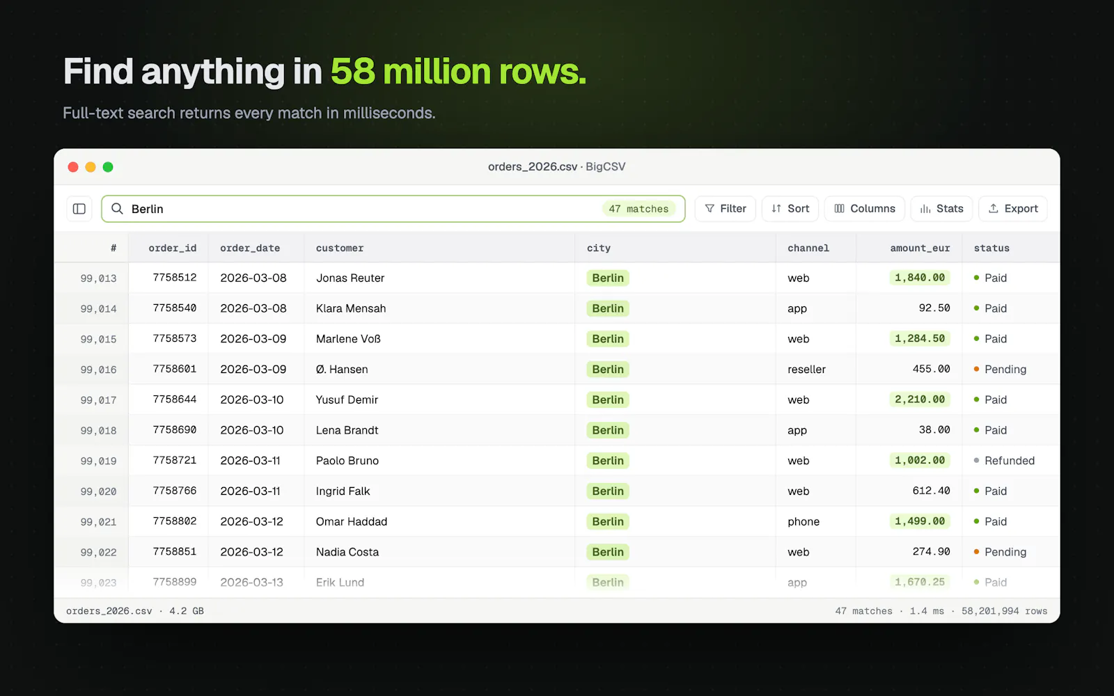 BigCSV screenshot 3
