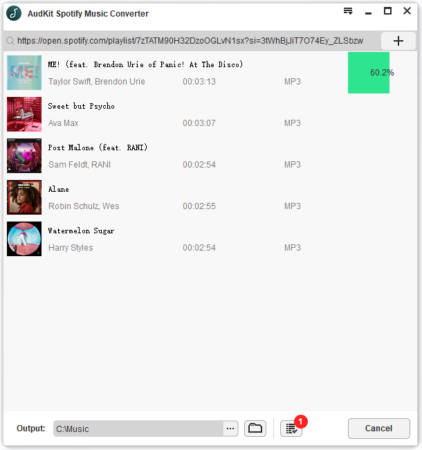 Média Audkit Spotify Music Converter - Télécharger / convertir n'importe quel audio de Spotify en mp3 en 320 Kbps 5