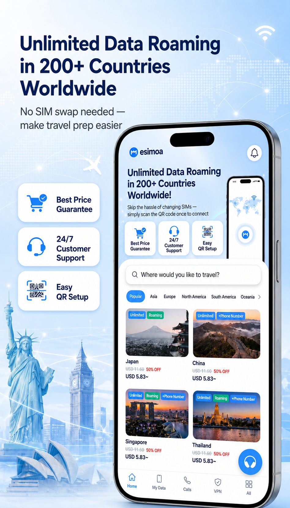 esimoa — Travel eSIM, Calls & VPN gallery image