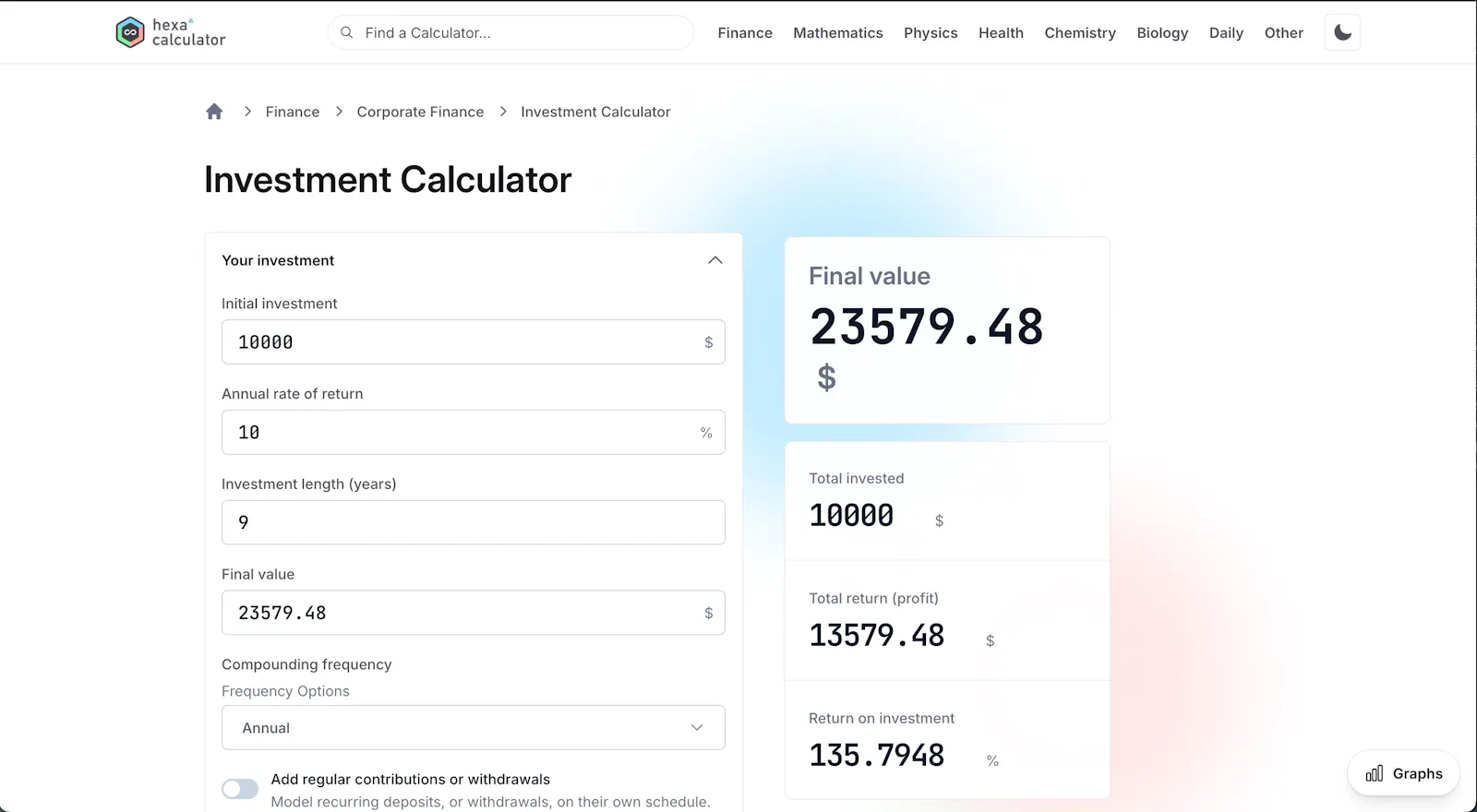 hexacalculator.com screenshot 2